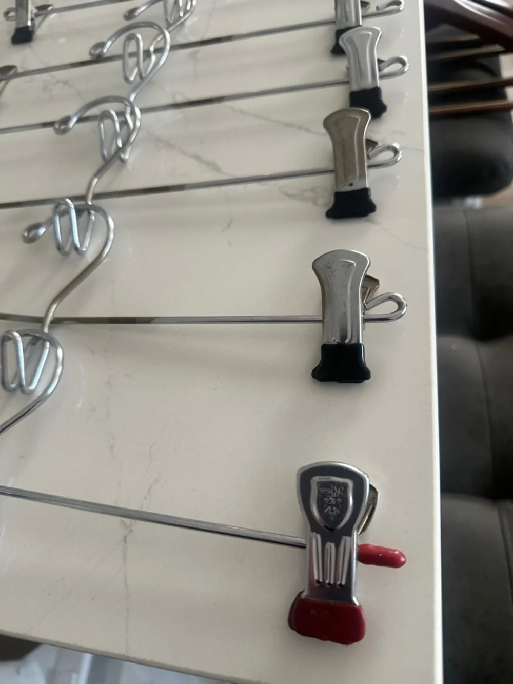 Set of 8 Metal Skirt/Pant Hangers with Clips - Silver - Picture 9 of 13